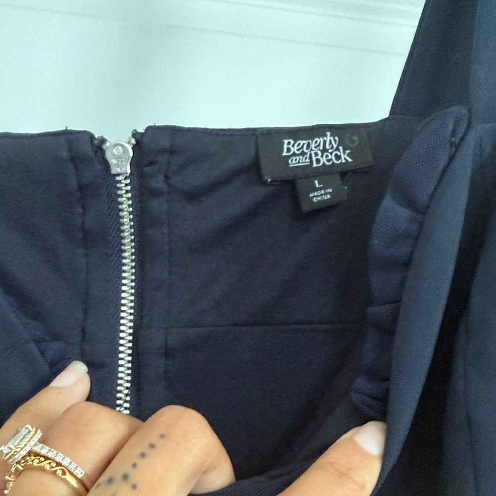 Navy Ruffled Bustier Crop Top - Picture 2 of 2